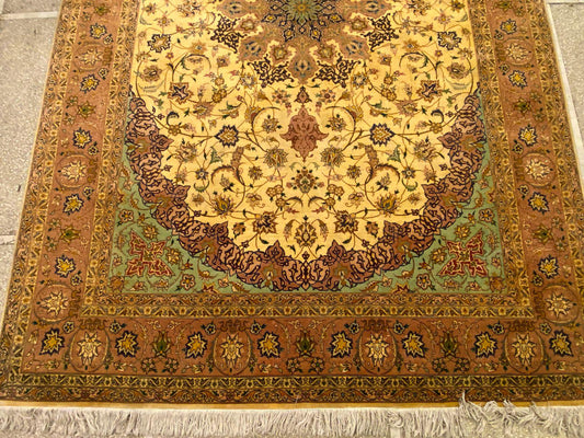 7x10 Antique super fine shahi tabraiz 70 RAJ All silk handmade carpets