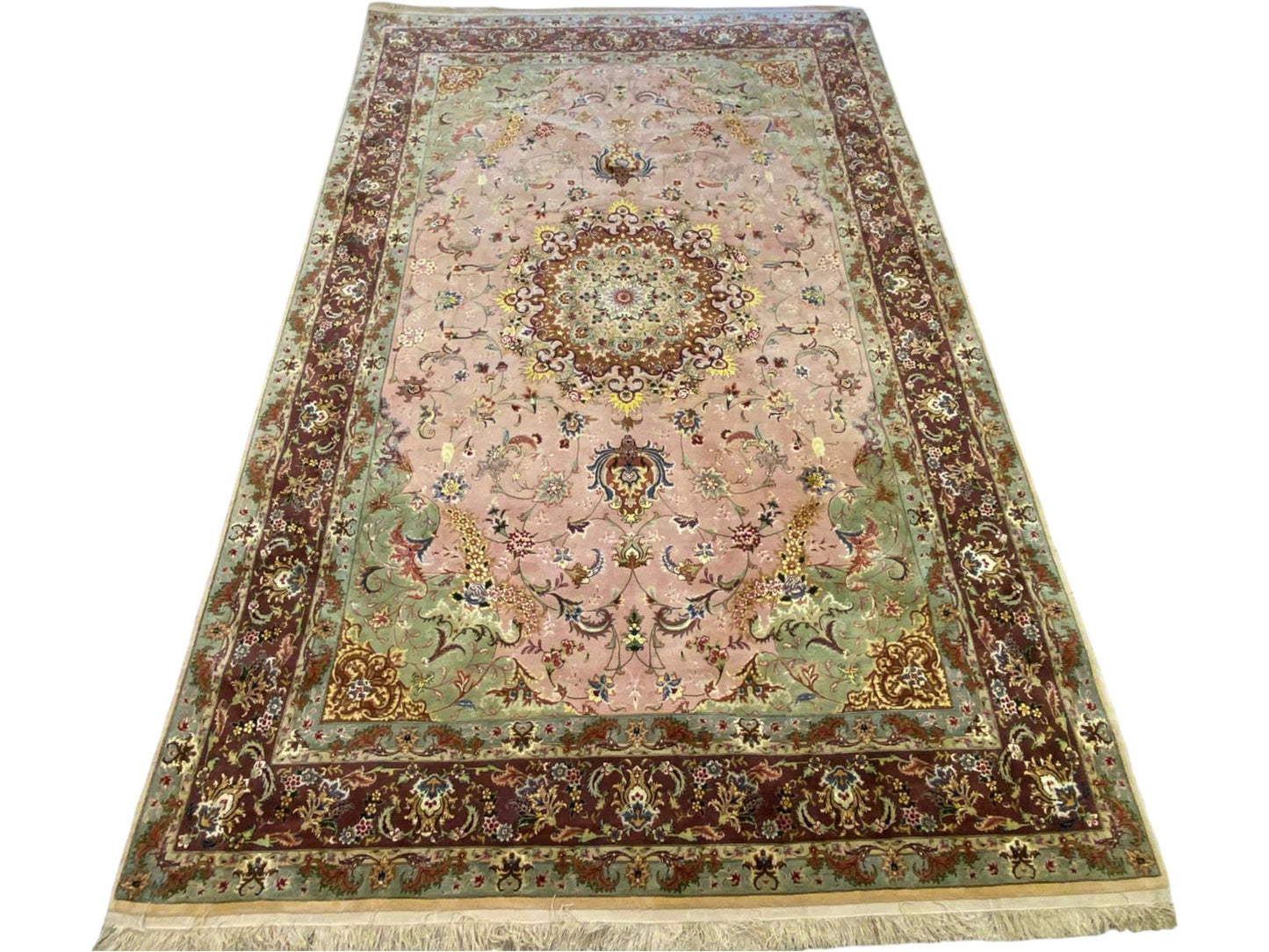 7x10 Antique super fine shahi tabraiz 70 RAJ All silk handmade carpets