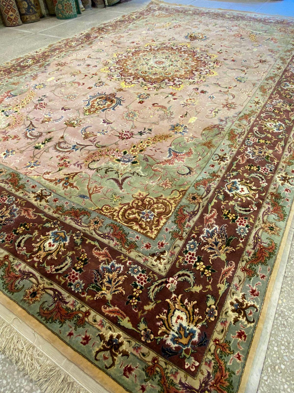 7x10 Antique super fine shahi tabraiz 70 RAJ All silk handmade carpets