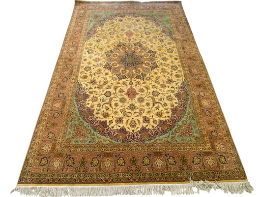 7x10 Antique super fine shahi tabraiz 70 RAJ All silk handmade carpets