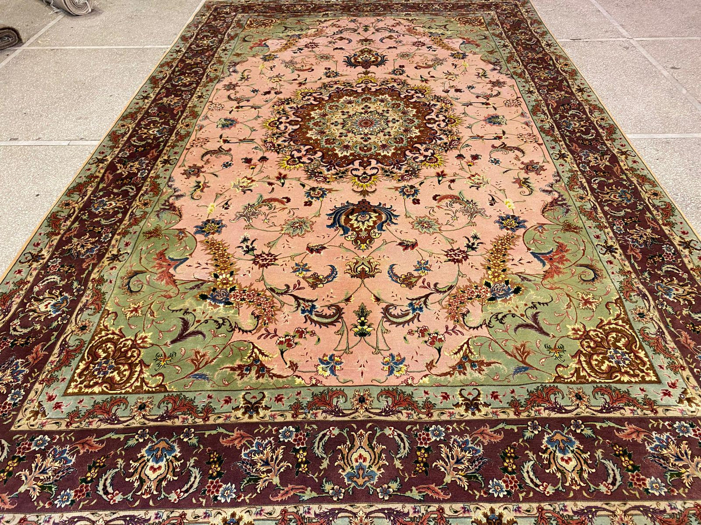 7x10 Antique super fine shahi tabraiz 70 RAJ All silk handmade carpets