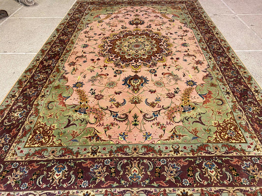 7x10 Antique super fine shahi tabraiz 70 RAJ All silk handmade carpets