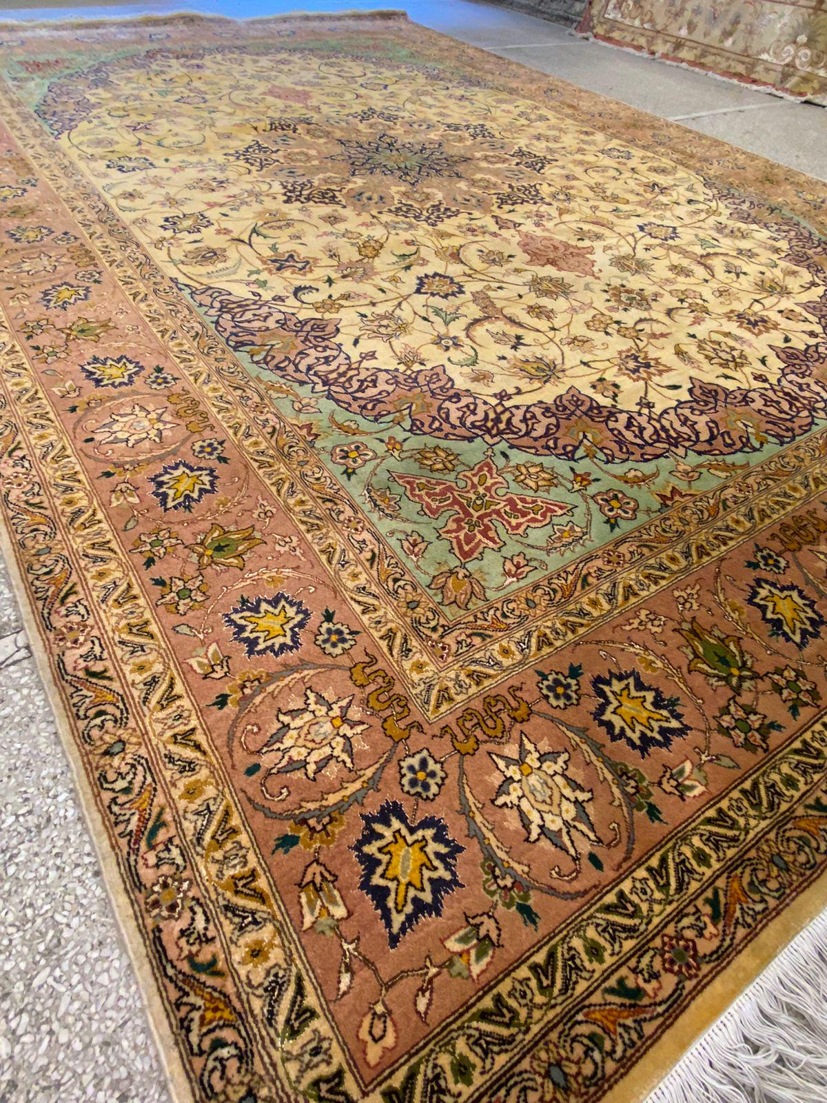 7x10 Antique super fine shahi tabraiz 70 RAJ All silk handmade carpets