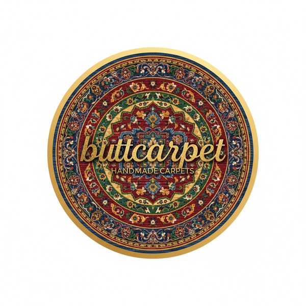 Make a logo of image of handmade carpets in writen buttcarpet
